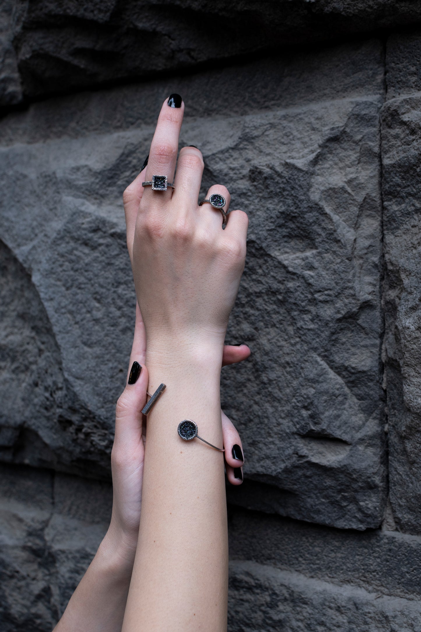 Druzy Carborundum Cuff Bracelet