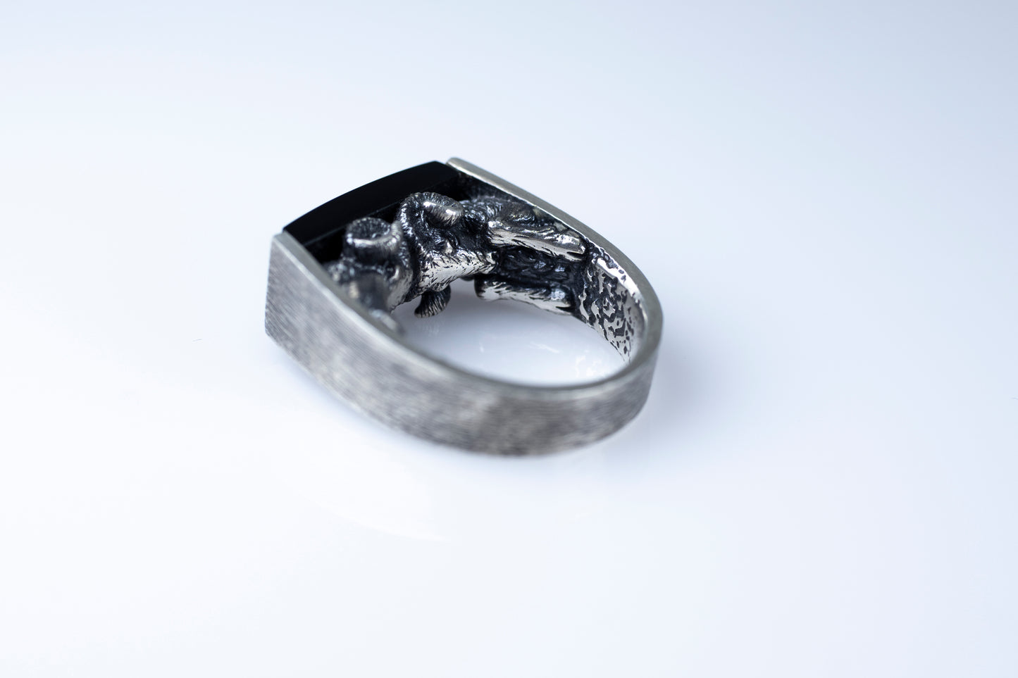 Aries Zodiac Ring – Sterling Silver with Black Onyx