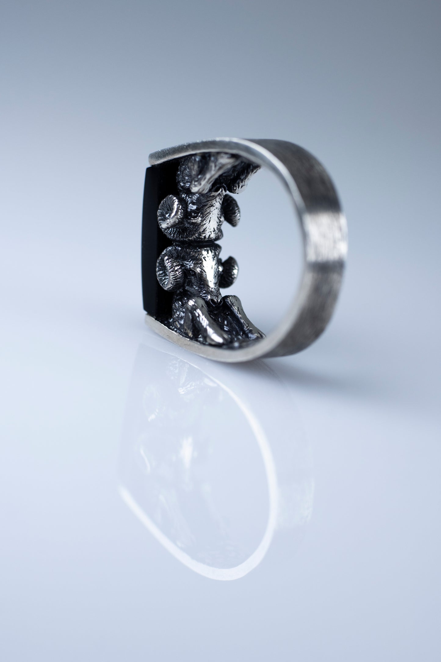 Aries Zodiac Ring – Sterling Silver with Black Onyx