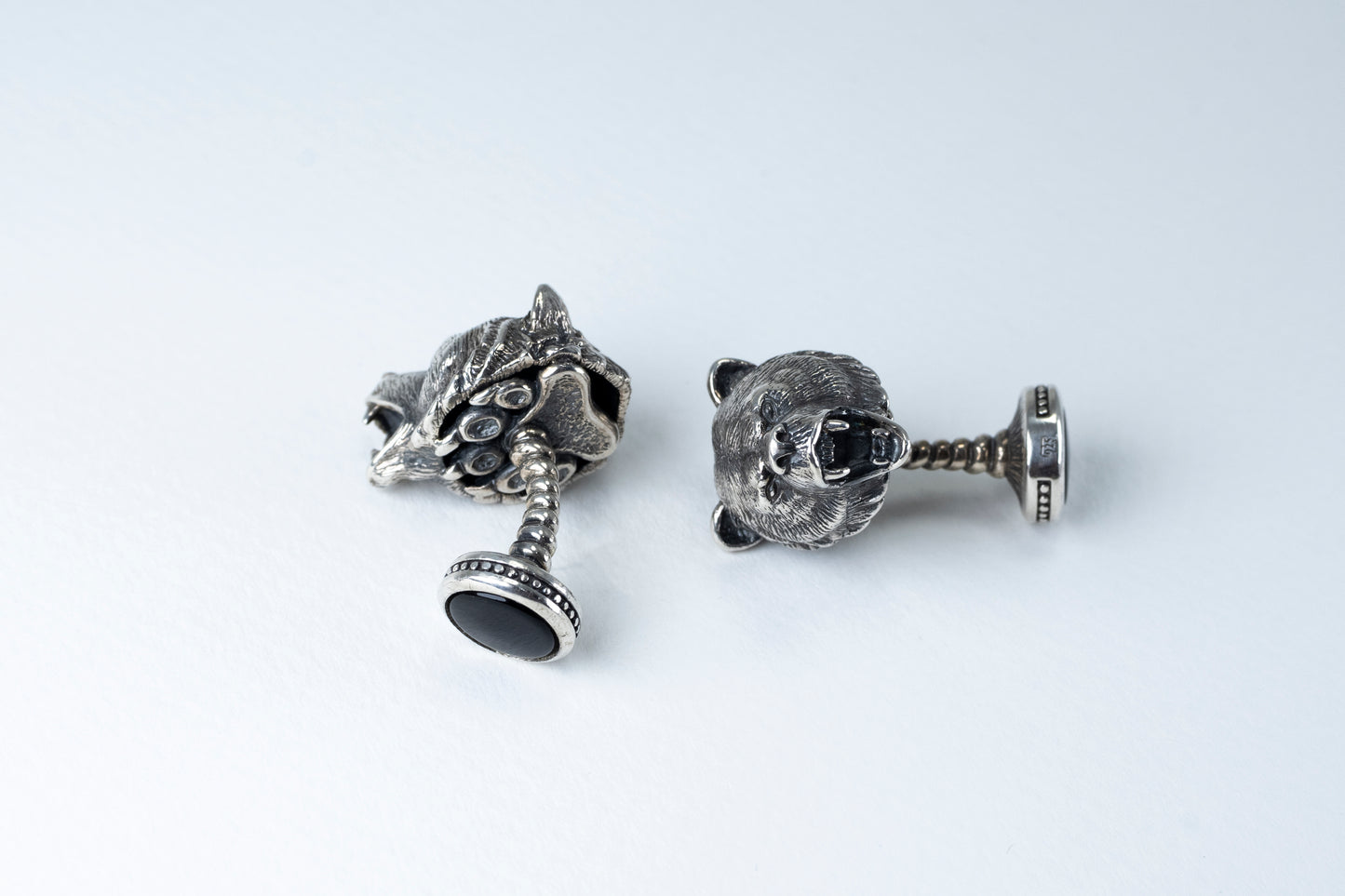 Handmade Sterling Silver Bear Cufflinks