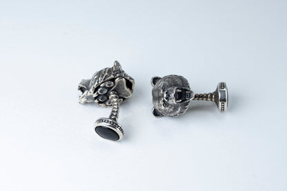Handmade Sterling Silver Bear Cufflinks