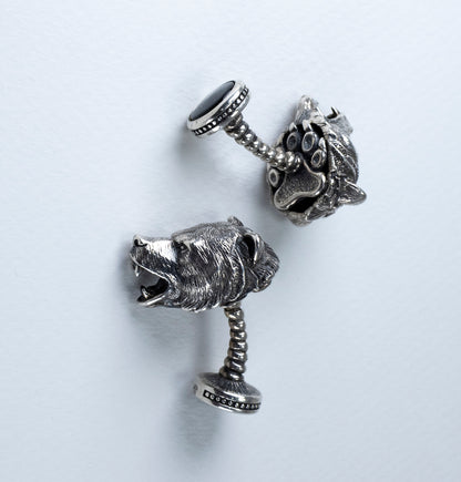 Handmade Sterling Silver Bear Cufflinks