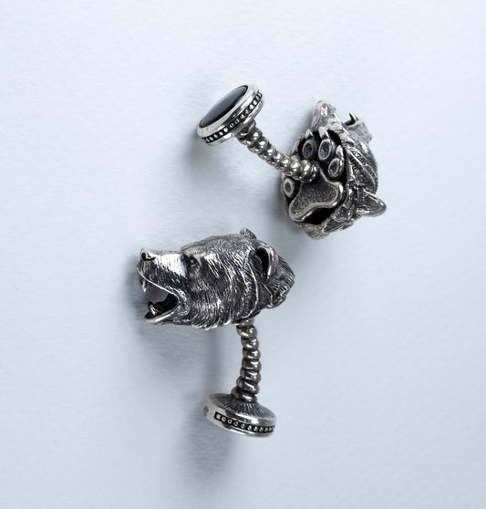 Handmade Sterling Silver Bear Cufflinks