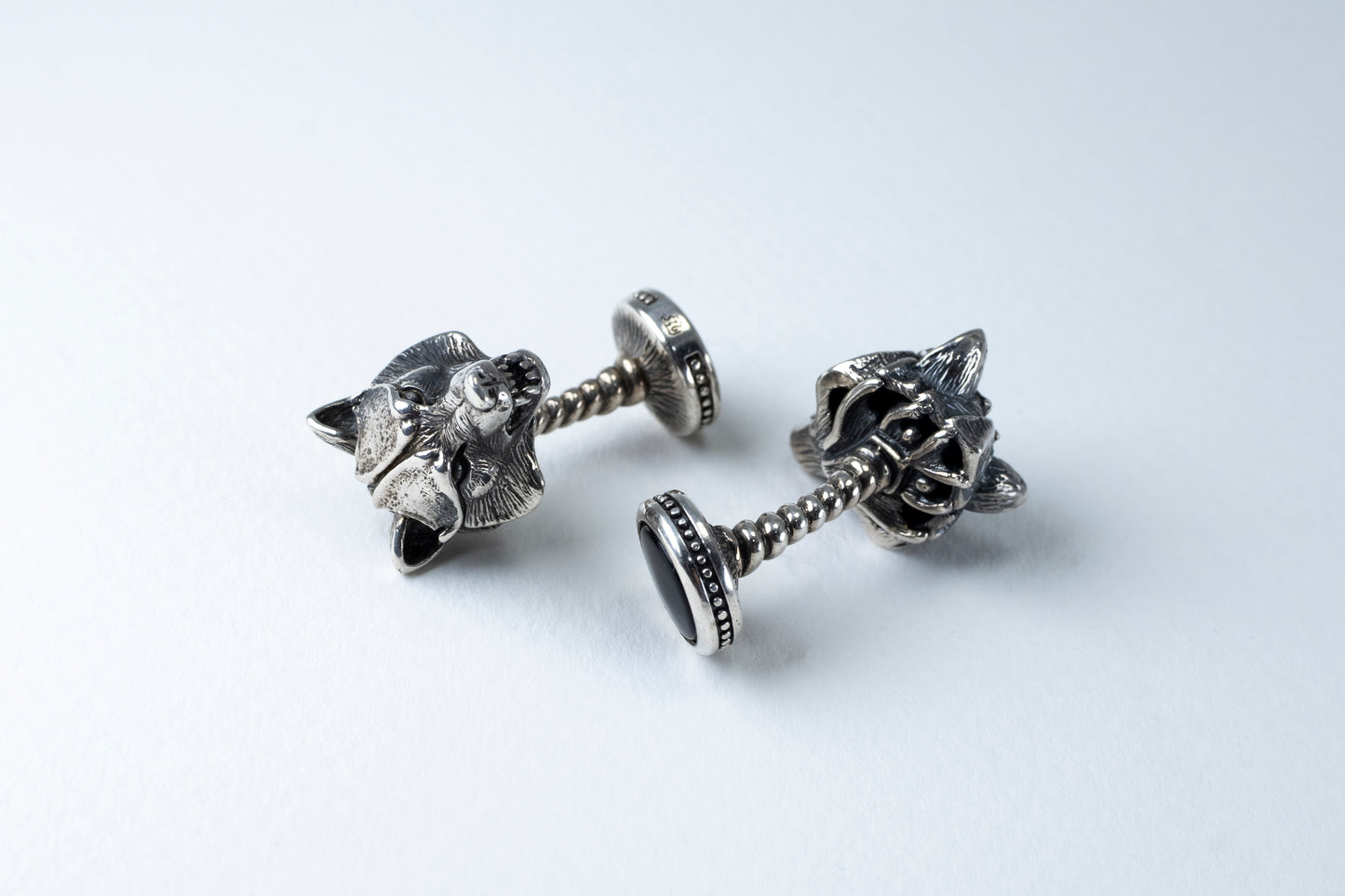 Oxidized Sterling Silver Wolf Cufflinks