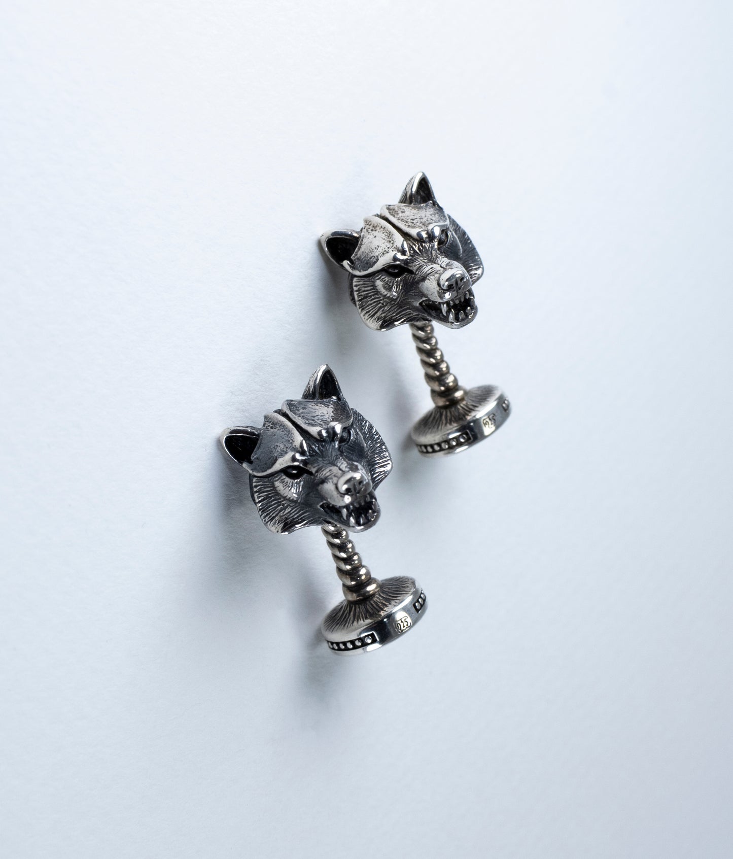 Oxidized Sterling Silver Wolf Cufflinks