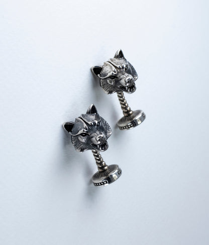 Oxidized Sterling Silver Wolf Cufflinks