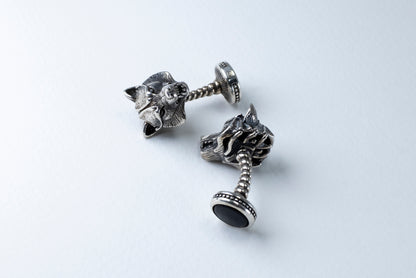 Oxidized Sterling Silver Wolf Cufflinks