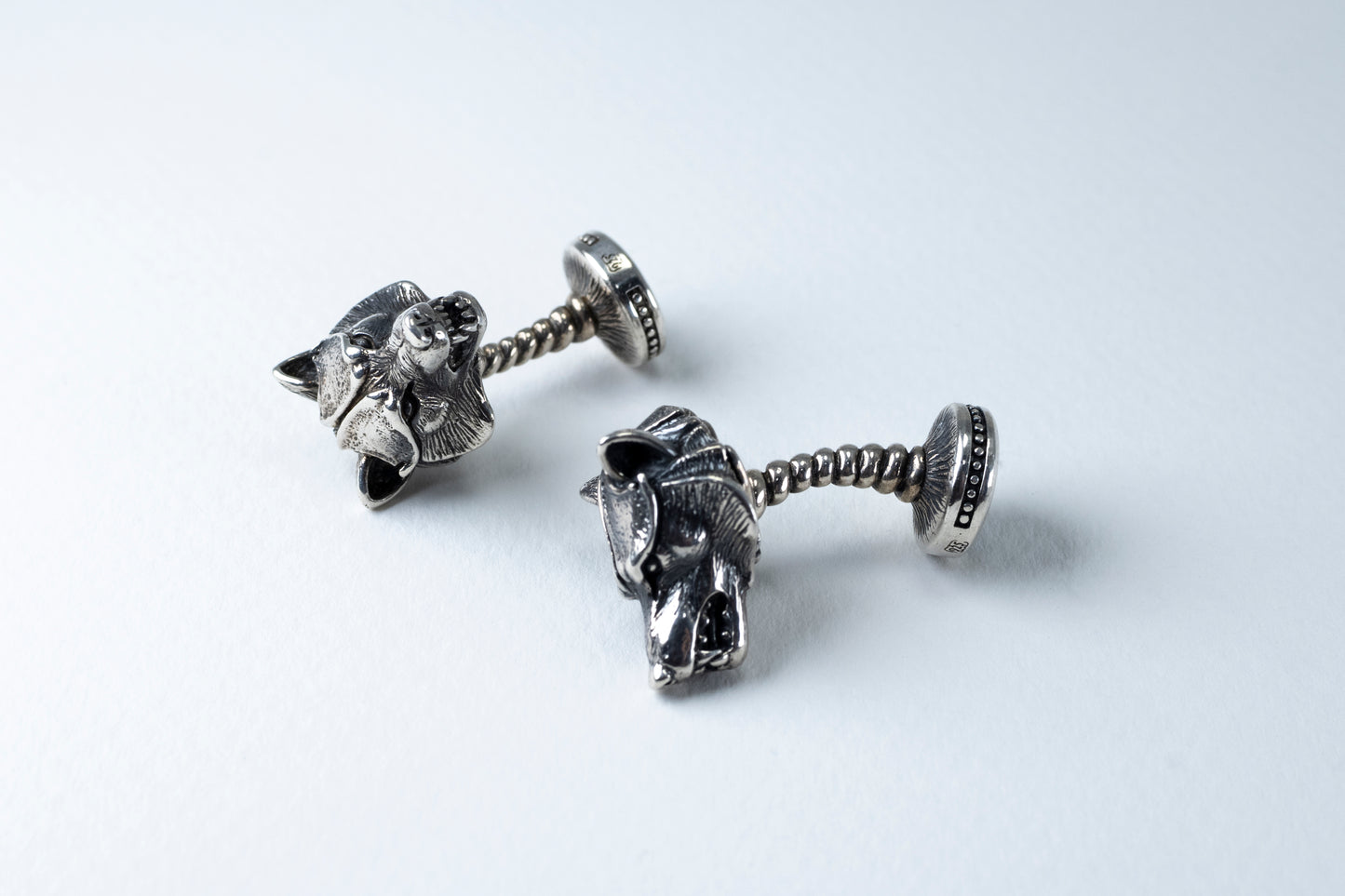 Oxidized Sterling Silver Wolf Cufflinks