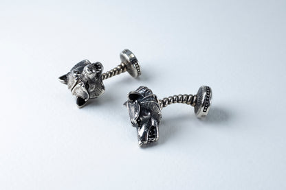 Oxidized Sterling Silver Wolf Cufflinks