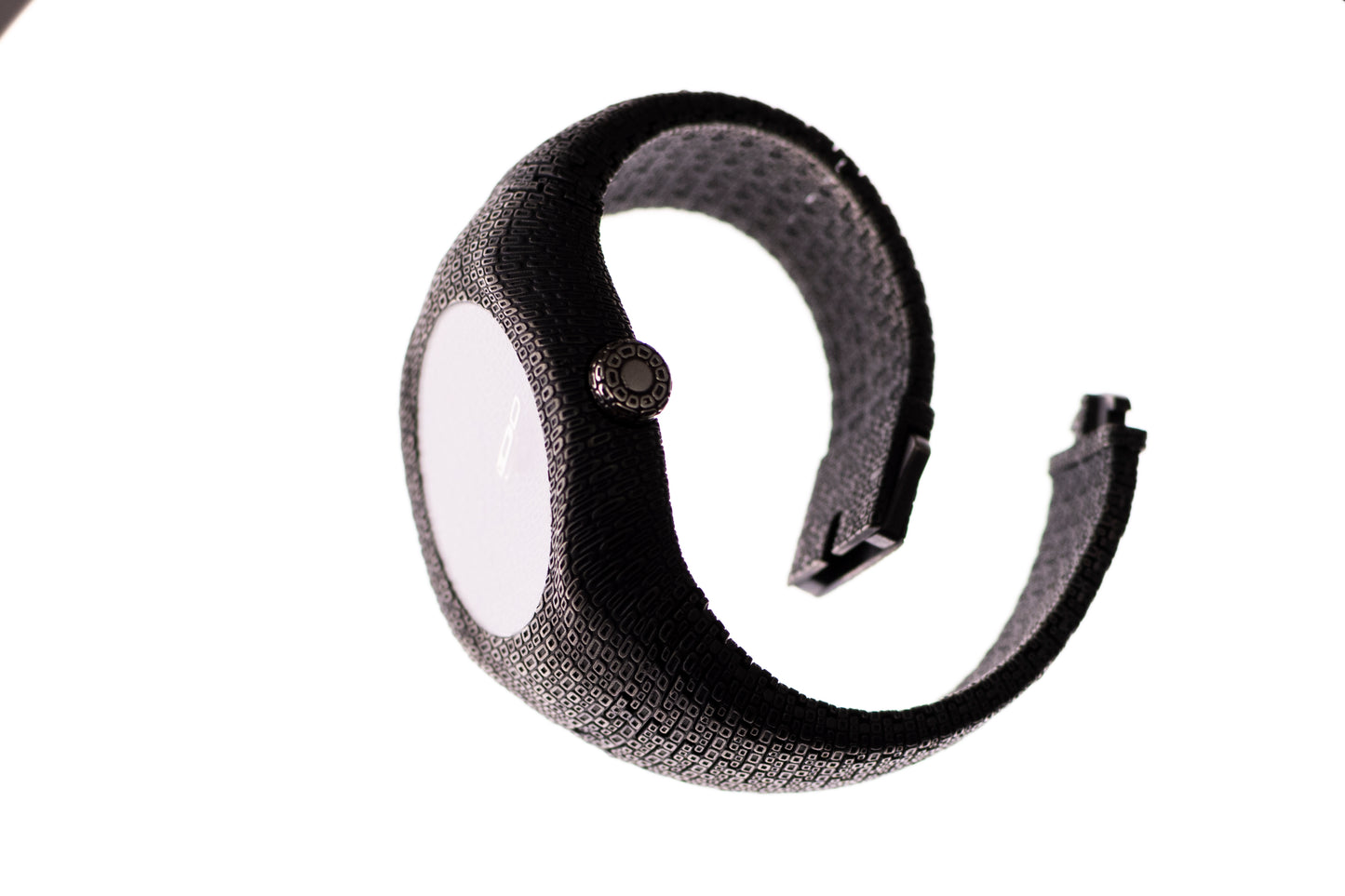 Sterling Silver Cuff Watch, Textured Wide Band, Minimalist Statement Jewelry (Quartz or Automatic)