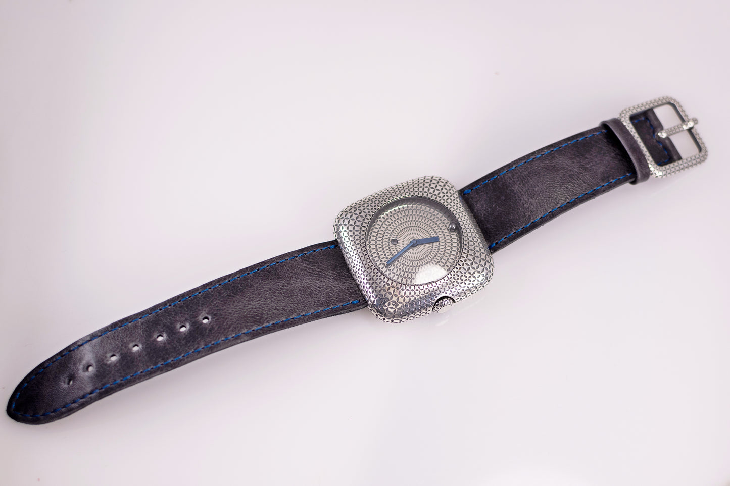 Handcrafted Sterling Silver 925 Watch | Geometric Dial Artisan Timepiece | Unisex Bihayna Design
