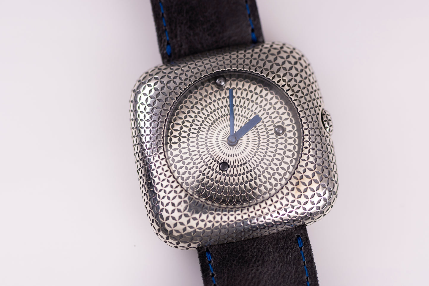 Handcrafted Sterling Silver 925 Watch | Geometric Dial Artisan Timepiece | Unisex Bihayna Design
