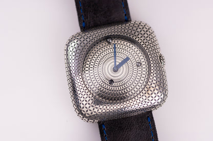 Handcrafted Sterling Silver 925 Watch | Geometric Dial Artisan Timepiece | Unisex Bihayna Design