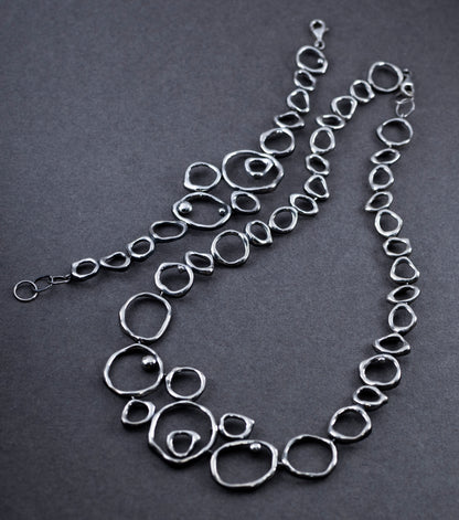 Air Element Necklace, Handmade Geometric Silver  Necklace