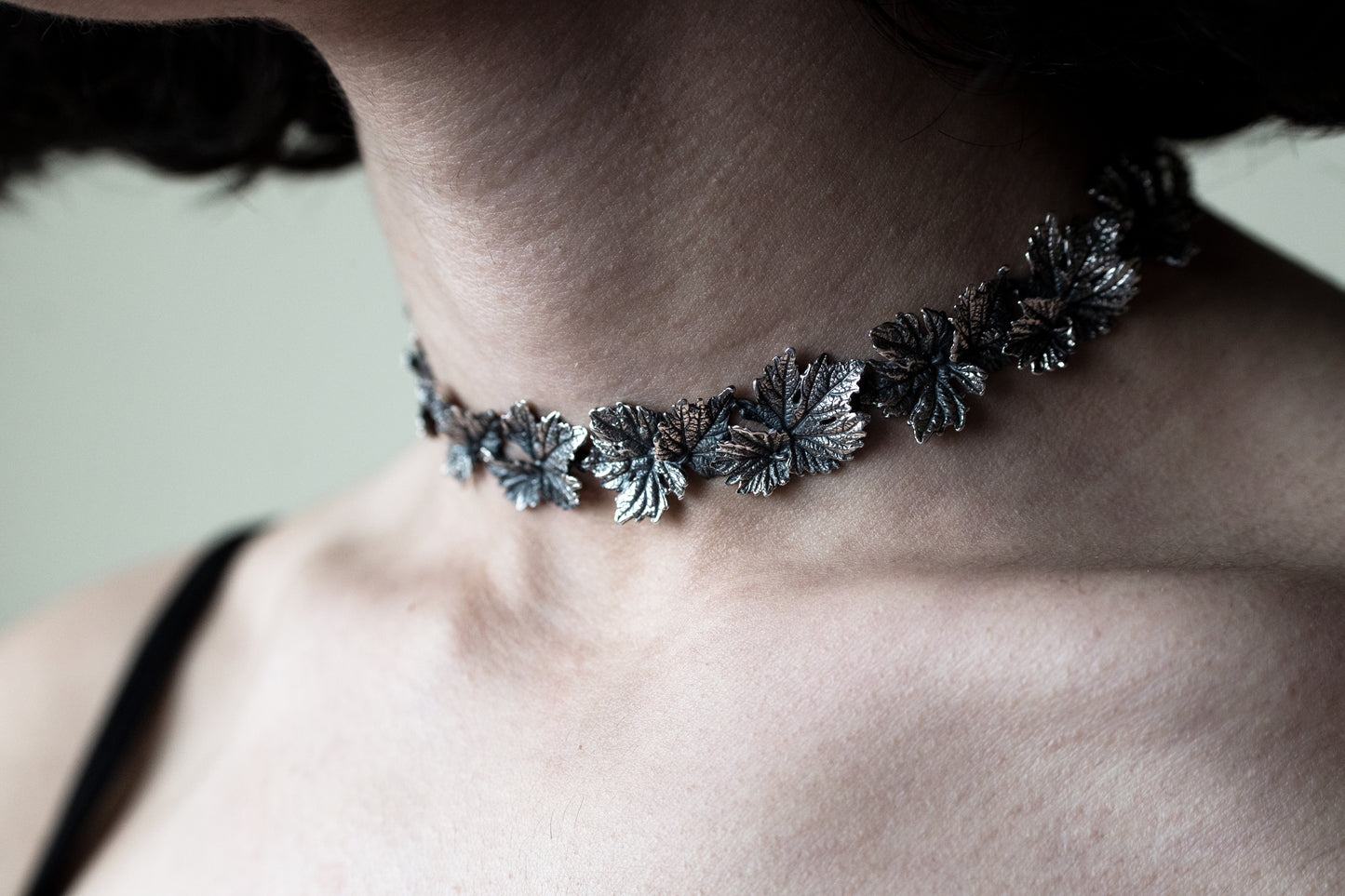 Sterling Silver Leaf Choker