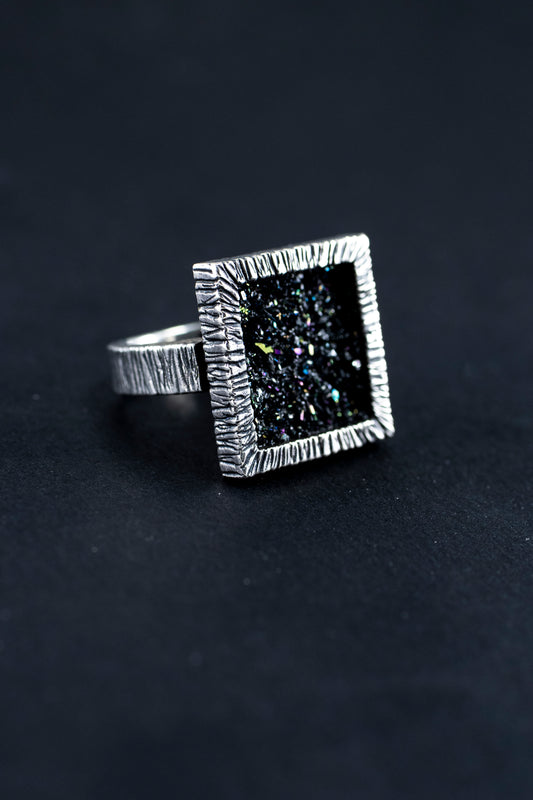 Square Statement Ring 925 Sterling Silver