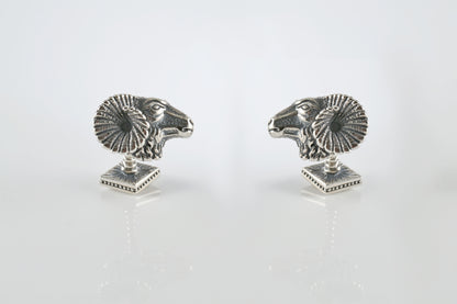 Ram Head Cufflinks – Sterling Silver Onyx Cufflinks