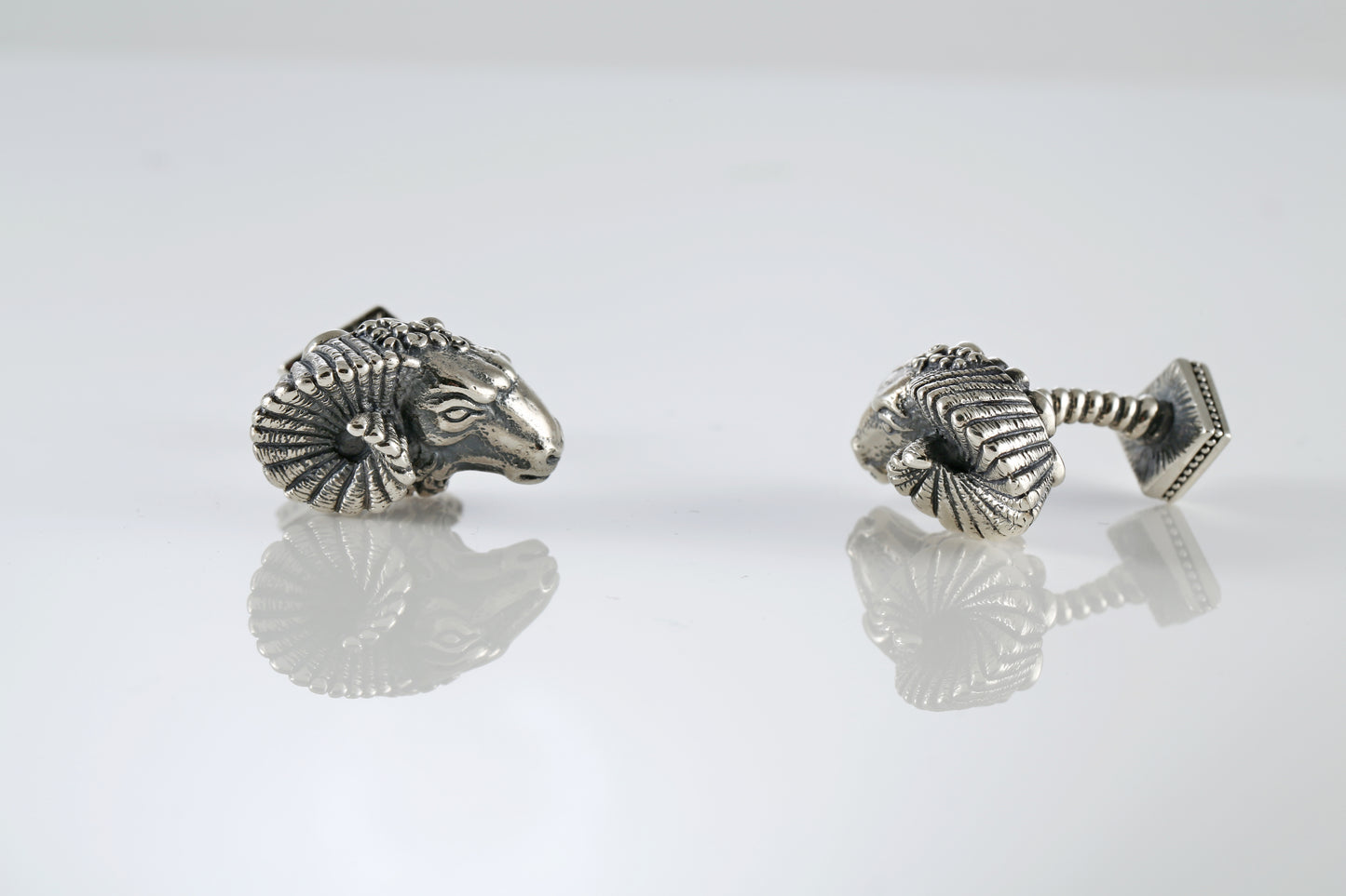 Ram Head Cufflinks – Sterling Silver Onyx Cufflinks
