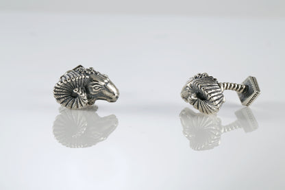 Ram Head Cufflinks – Sterling Silver Onyx Cufflinks