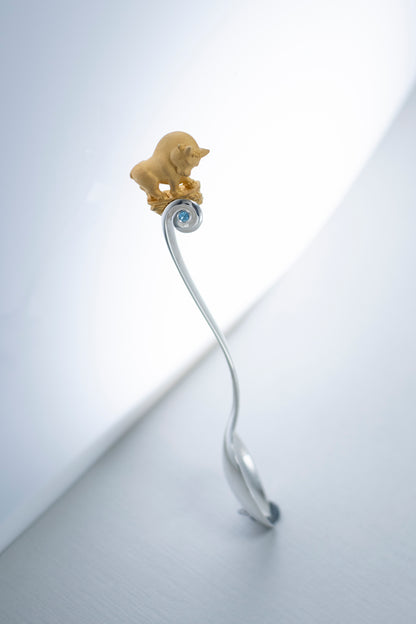 Handmade Sterling Silver Baby Spoon with Bull