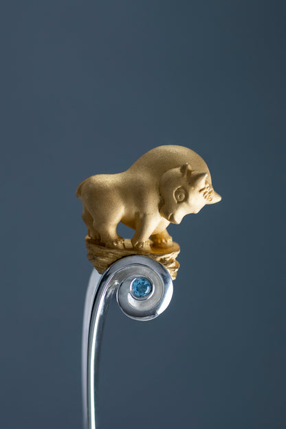 Handmade Sterling Silver Baby Spoon with Bull