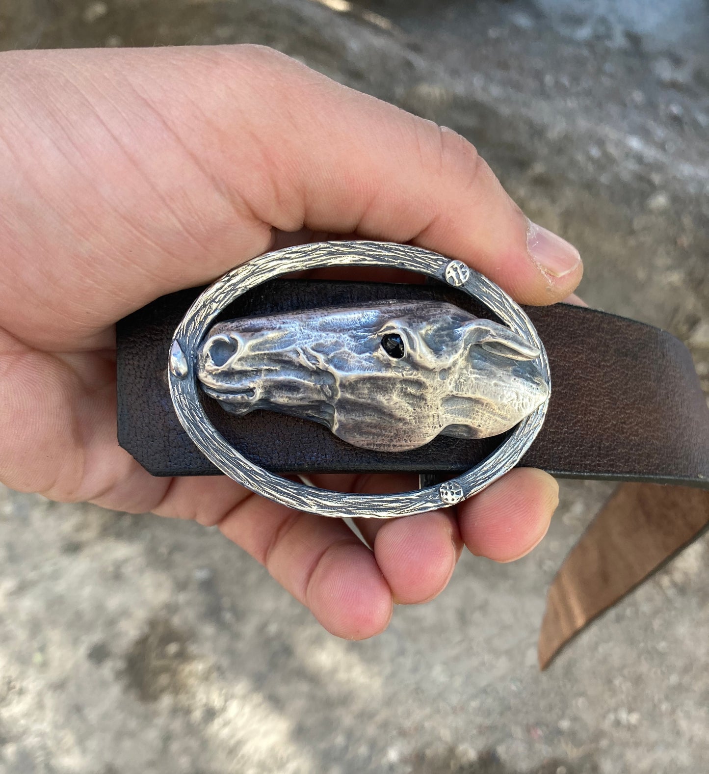 Handmade Sterling Silver Horse Head Belt Buckle