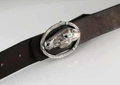 Handmade Sterling Silver Horse Head Belt Buckle
