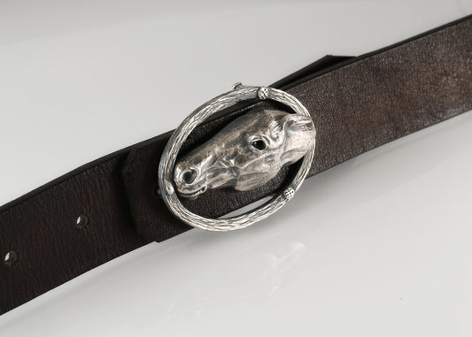 Handmade Sterling Silver Horse Head Belt Buckle