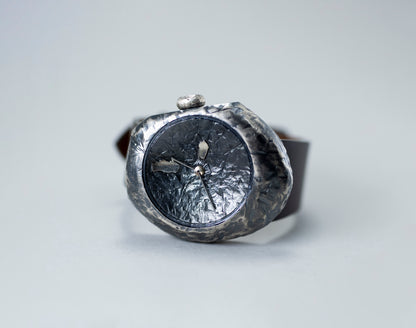 Unisex Stone-Inspired Watch in Blackened 925 Sterling Silver