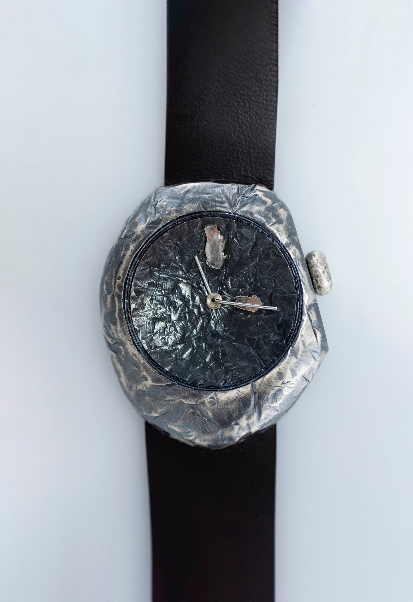 Unisex Stone-Inspired Watch in Blackened 925 Sterling Silver
