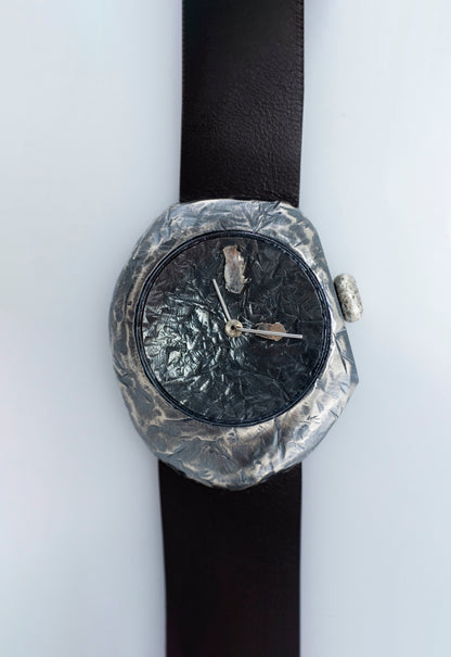 Unisex Stone-Inspired Watch in Blackened 925 Sterling Silver