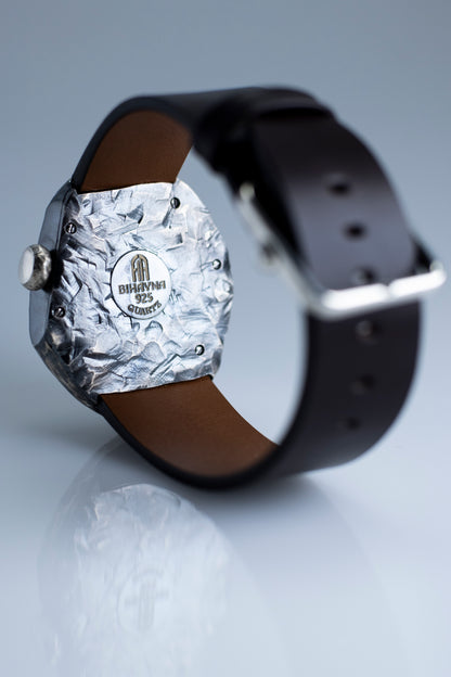 Unisex Stone-Inspired Watch in Blackened 925 Sterling Silver