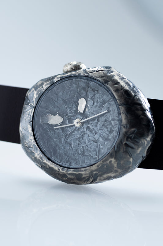 Unisex Stone-Inspired Watch in Blackened 925 Sterling Silver
