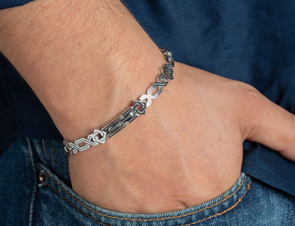 Sterling Silver Geometric Bracelet: Armenian Style Link Bracelet