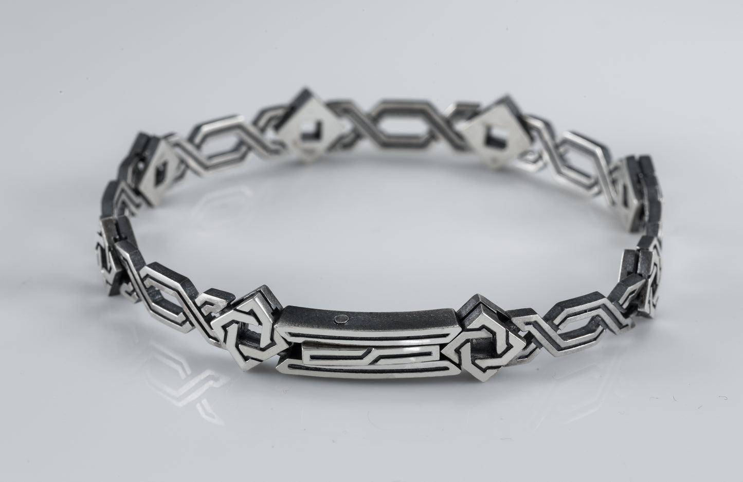 Sterling Silver Geometric Bracelet: Armenian Style Link Bracelet