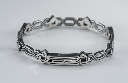 Sterling Silver Geometric Bracelet: Armenian Style Link Bracelet