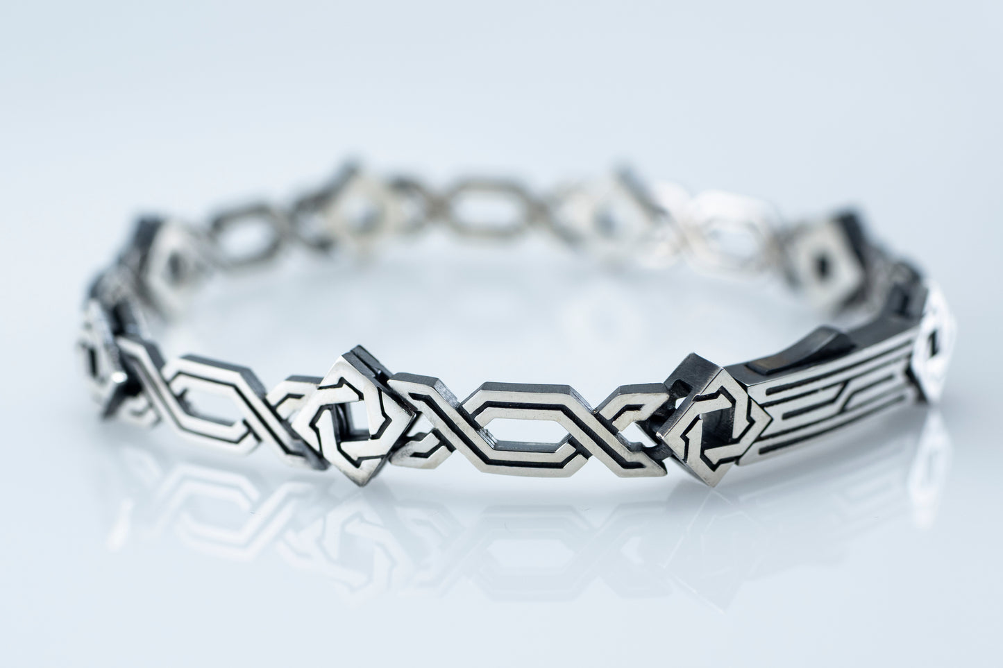Sterling Silver Geometric Bracelet: Armenian Style Link Bracelet