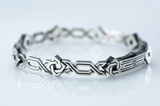 Sterling Silver Geometric Bracelet: Armenian Style Link Bracelet