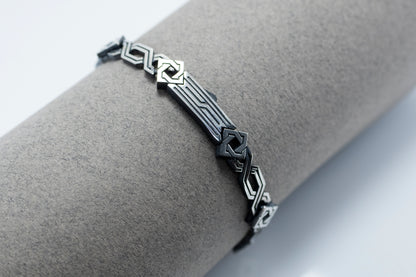 Sterling Silver Geometric Bracelet: Armenian Style Link Bracelet