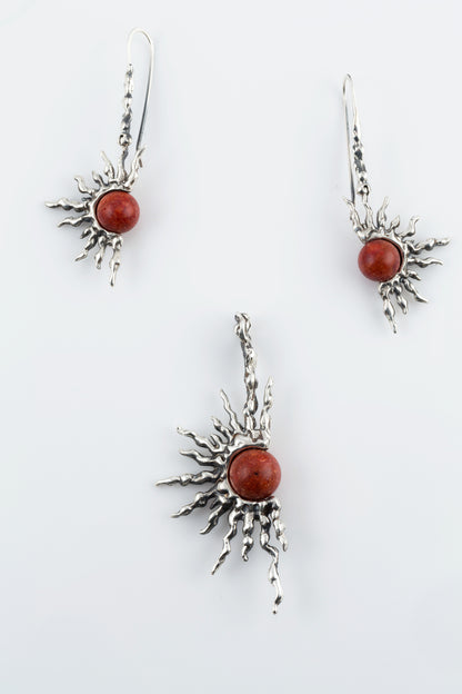 Red Coral Sun Pendant