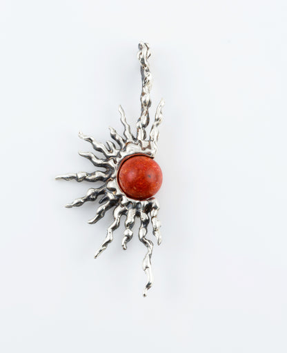 Red Coral Sun Pendant