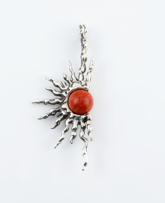 Red Coral Sun Pendant