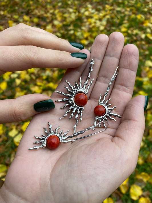 Red Coral Sun Pendant