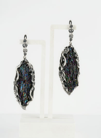 Raw Carborundum Sterling Silver Dangle Earrings