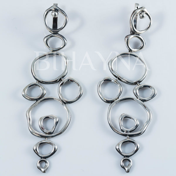 Air Element Earrings, Handmade Geometric Silver Earrings
