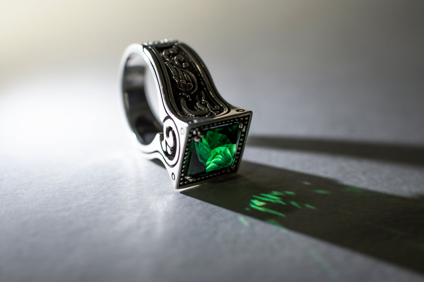 Sterling Silver Lab Emerald Ring