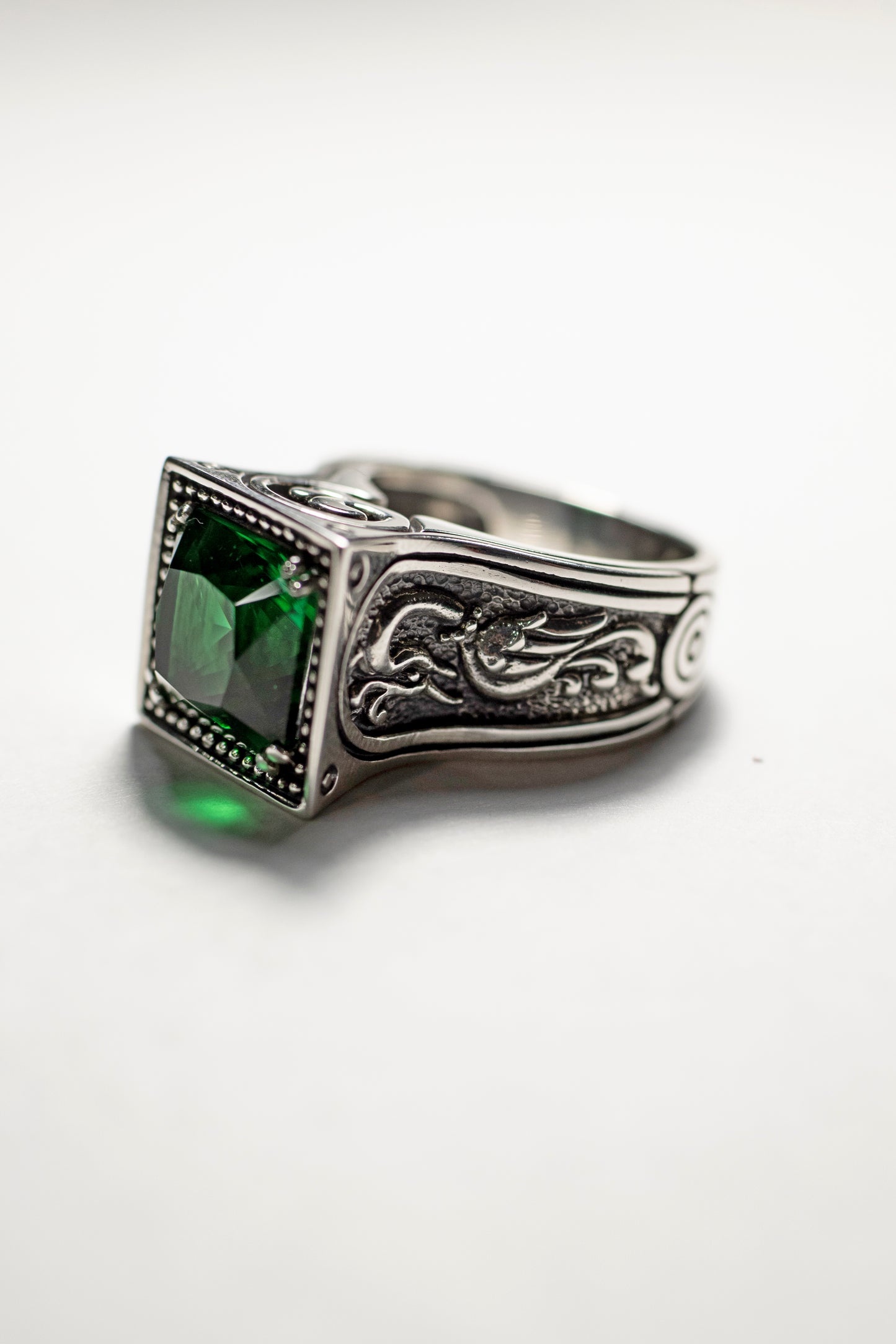 Sterling Silver Lab Emerald Ring