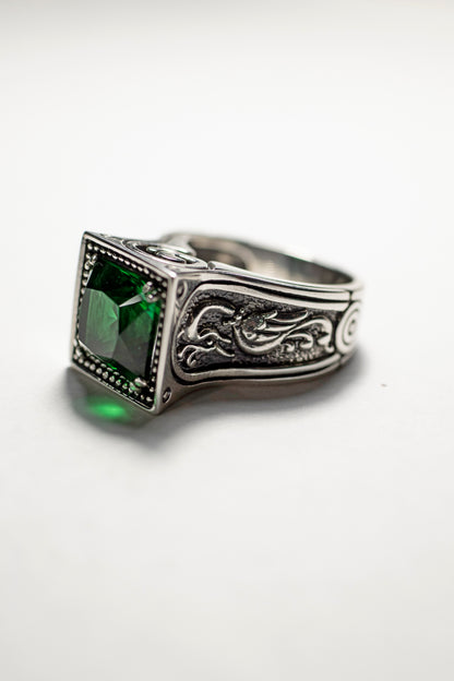 Sterling Silver Lab Emerald Ring