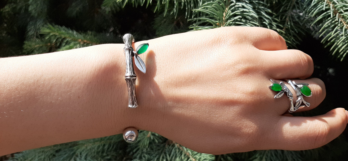 Sterling Silver Bamboo Cuff Bracelet
