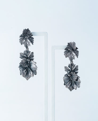 Sterling silver grape leaf earrings